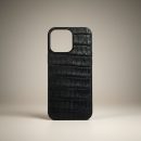 Funda Piel de Cocodrilo Negro para iPhone 16 Pro Max Genuina