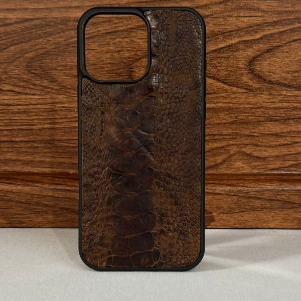 Funda iPhone 16 Pro Max De Piel De Pata De Avestruz Genuina