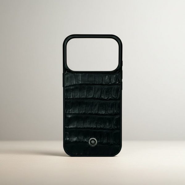 Funda De Piel De Cocodrilo Negro Exclusiva Para iPhone 17 Pro