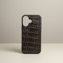 Funda De Piel De Cocodrilo Café Exclusiva Para iPhone 17