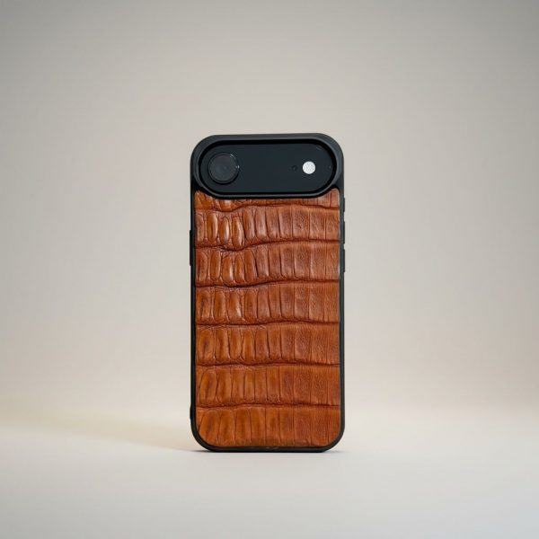 Funda De Piel De Cocodrilo Caoba Exclusiva Para iPhone 17 Air