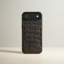 Funda De Piel De Cocodrilo Café Exclusiva Para iPhone 17 Air