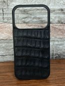 Funda De Piel De Cocodrilo Negro Exclusiva Para iPhone 17 Pro