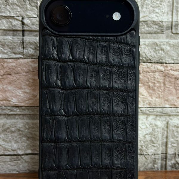 Funda De Piel De Cocodrilo Negro Exclusiva Para iPhone 17 Air