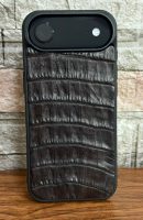 Funda De Piel De Cocodrilo Café Exclusiva Para iPhone 17 Air