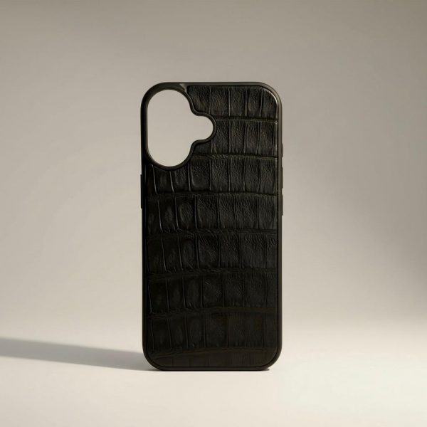 Funda De Piel De Cocodrilo Negro Exclusiva Para iPhone 17