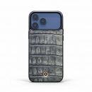 Funda De Piel De Cocodrilo Gris Exclusiva Para iPhone 17 Pro Max