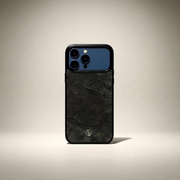 Funda De Piel De Elefante Gris Obscuro Exclusiva Para iPhone 17 Pro Max
