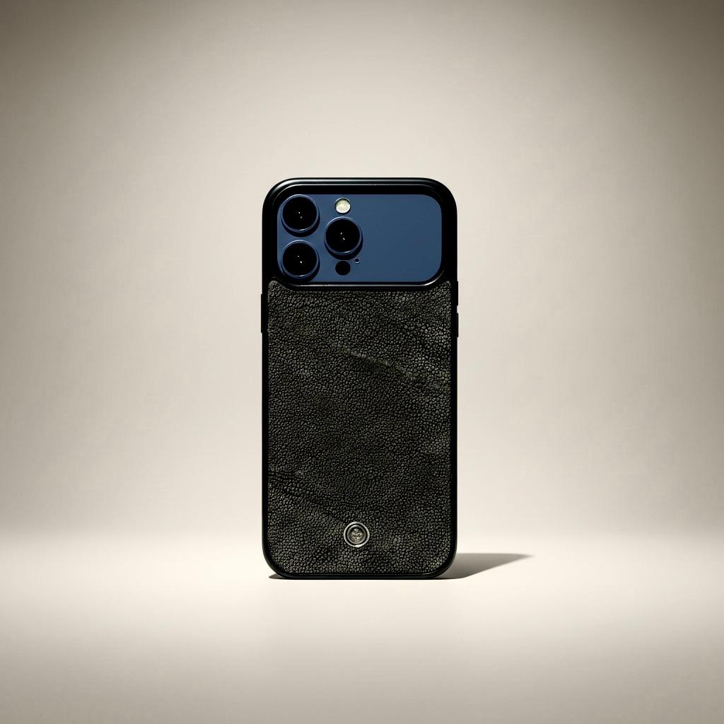 Funda De Piel De Elefante Gris Obscuro Exclusiva Para iPhone 17 Pro Max