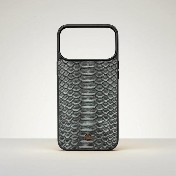 Funda iPhone 17 Pro Max Piel De Víbora Gris Exclusiva