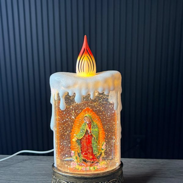 Vela Navideña Virgen de Guadalupe con Luz y Sonido