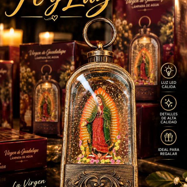 Caja de Lampara La Guadalupana Brillante de Agua 12 Piezas