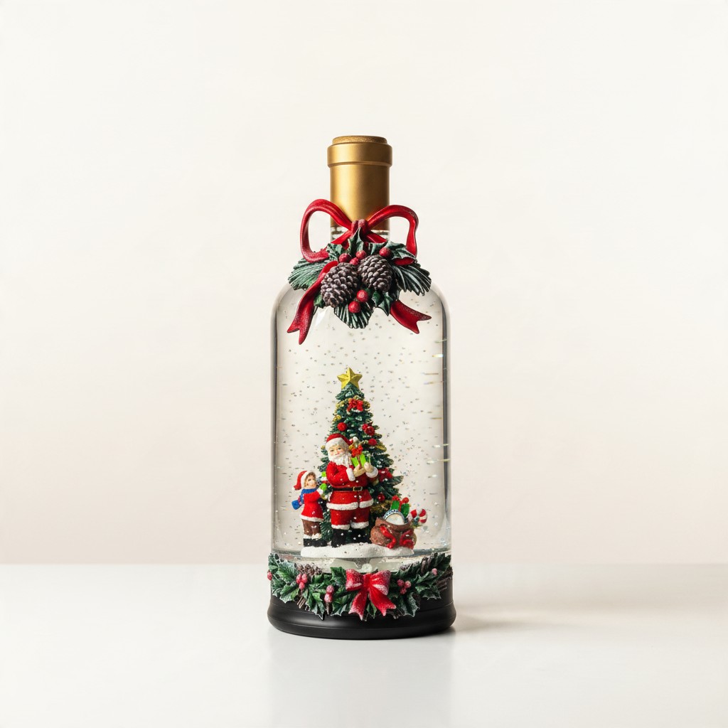 Botella Navideña de Santa con Luz y Sonido